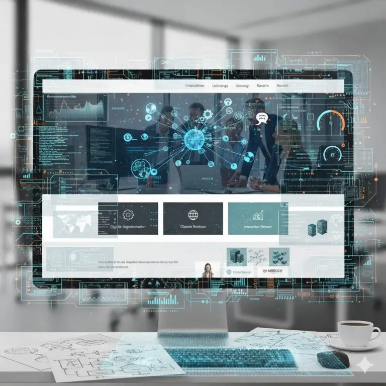 Bildschirm mit dem Entwurf einer Unternehmenswebsite